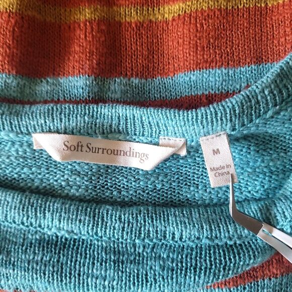 Soft Surroundings Verse Striped Boat Neck Longline Sweater Womens Medium - Picture 6 of 9